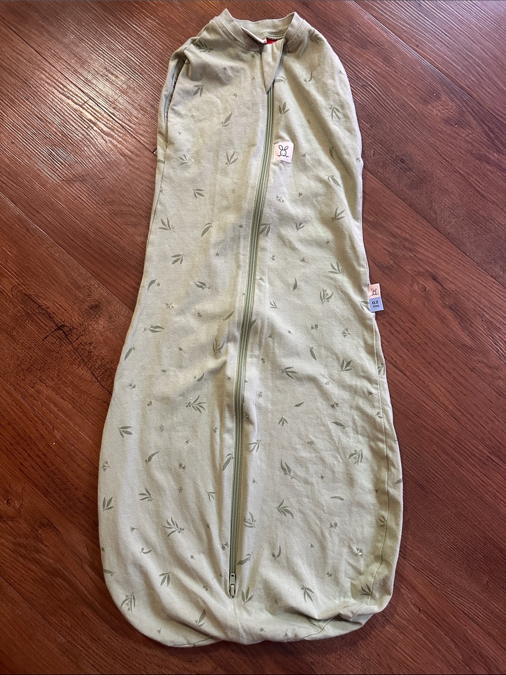 Light Green Baby Sleep Sack Swaddle with Leaf Motif - ErgoPouch